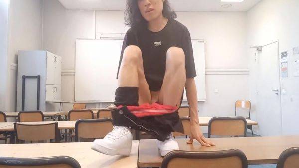 After A Hot Striptease On The Teachers Desk, This Horny French-asian Student Takes Out His Dick At School And Jerks Off In A Risky University Classroom, Its Jon Arteen The Cheeky Effeminate Gay Twink And Her Soft Naked Femboy Butt 8 Min - hotmovs.com on members.royalboobs.com