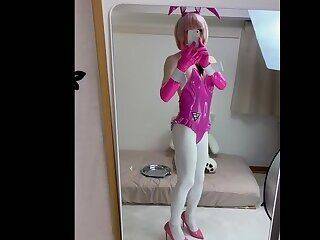 [no porn] Pink Bunny Sissy Moving with Mirror - ashemaletube.com on ashemaleporn.com