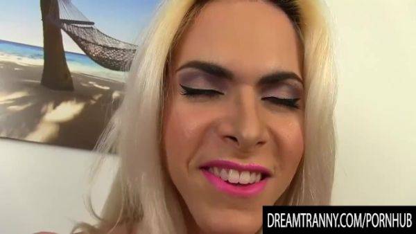 Gorgeous Blonde Shemale Barbara Perez Needs a Big Dildo For Her Ass - pornhub.com - Brazil on join.royalboobs.com