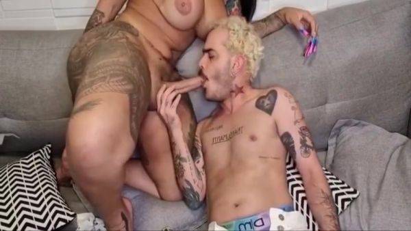 Thick Tattooed Shemale And Her Date Exchange Oral Before Anal - hotmovs.com on join.royalboobs.com