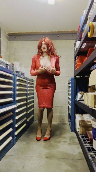 Ginger Sissy is a Lady in Red! - ashemaletube.com on ashemaleporn.com