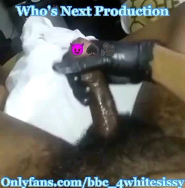 Stroking my BBC early in the morning with my Black glove - ashemaletube.com on ashemaleporn.com